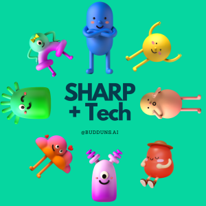 SHARP + Tech cartoon characters for technology section